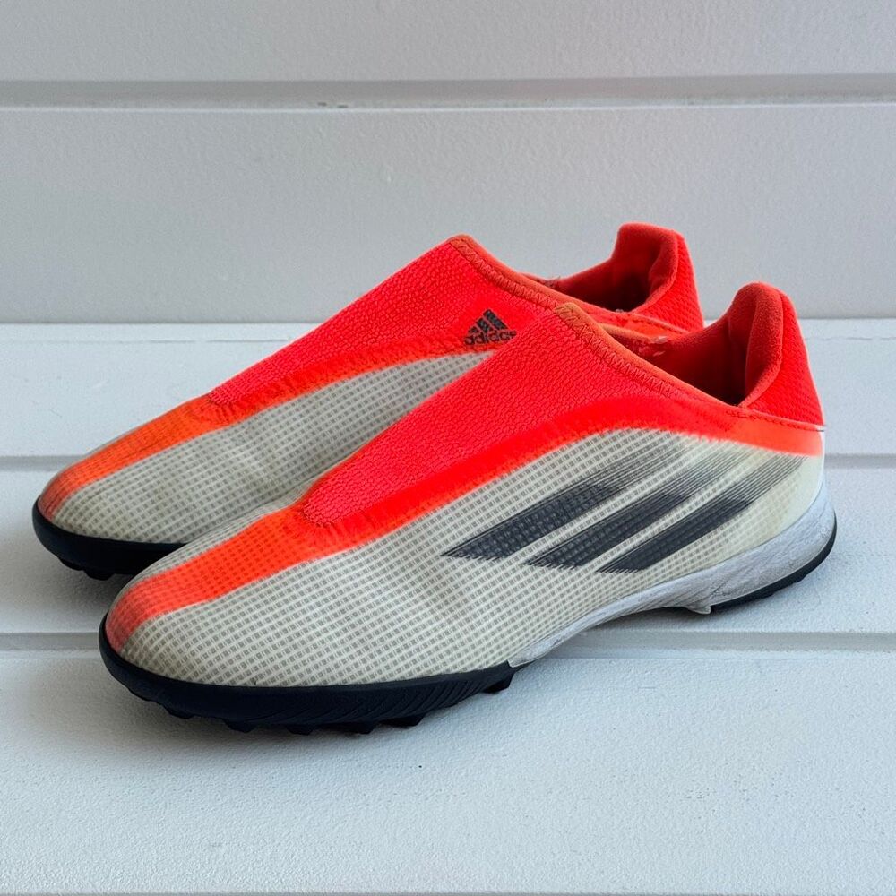 Adidas X Speedflow.3 Laceless Turf Soccer Shoes In White/Orange Youth Size 5 - Picture 4 of 8